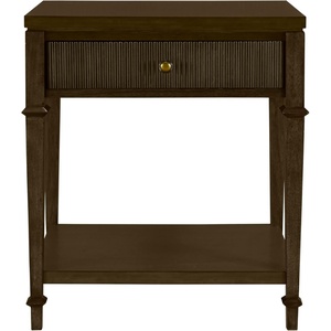 Martha Stewart Kenna Drawer Nightstand for Bedroom Nightstand with Drawer Lily Pond Collection Bedside Table Cottage Design Fluted Drawer, Metal Hardware, Coastal Bedroom Furniture, 26″ H Dark Coffee