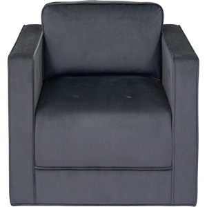 Martha Stewart Modern Button Tufted Velvet Swivel Chairs for Living Room, 360 Degree Metal Base Stand, Pipped Upholstered Bedroom Swivel Accent Chair, Fully Assembled Chair – Gray Madrid