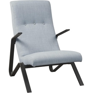Martha Stewart Upholsterd Accent Chair Living Room Furniture – Modern Design, Leisurely Resting, Comfortable Foam Seat Cushion Bedroom Lounge, Sophisticated Finished, Sturdy Frame, Light Blue(Light Blue)