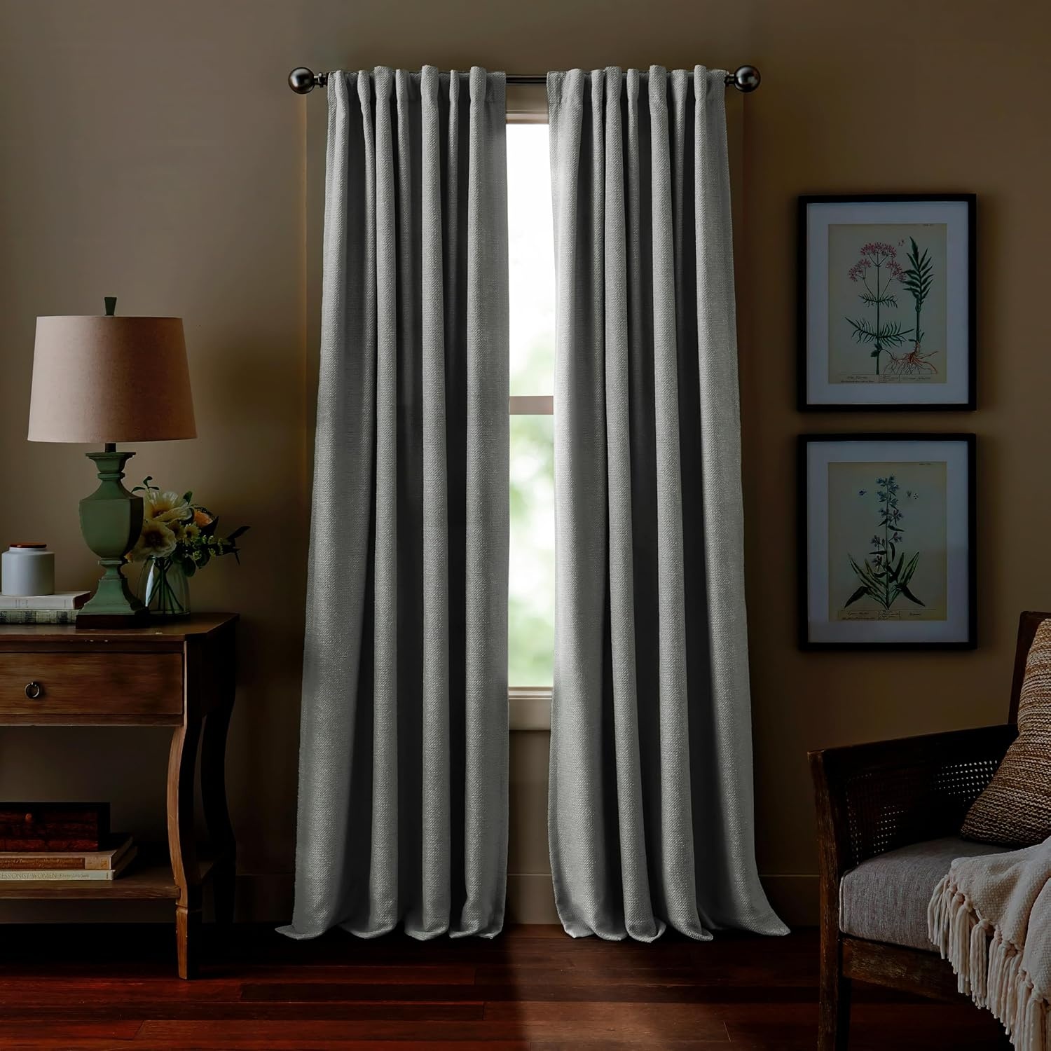 image:imageMartha Stewart Blackout Curtains 50 x 95 Set of 2 Light Blocking Window Curtain Panels for Bedroom Living Room Sage GreenWhite