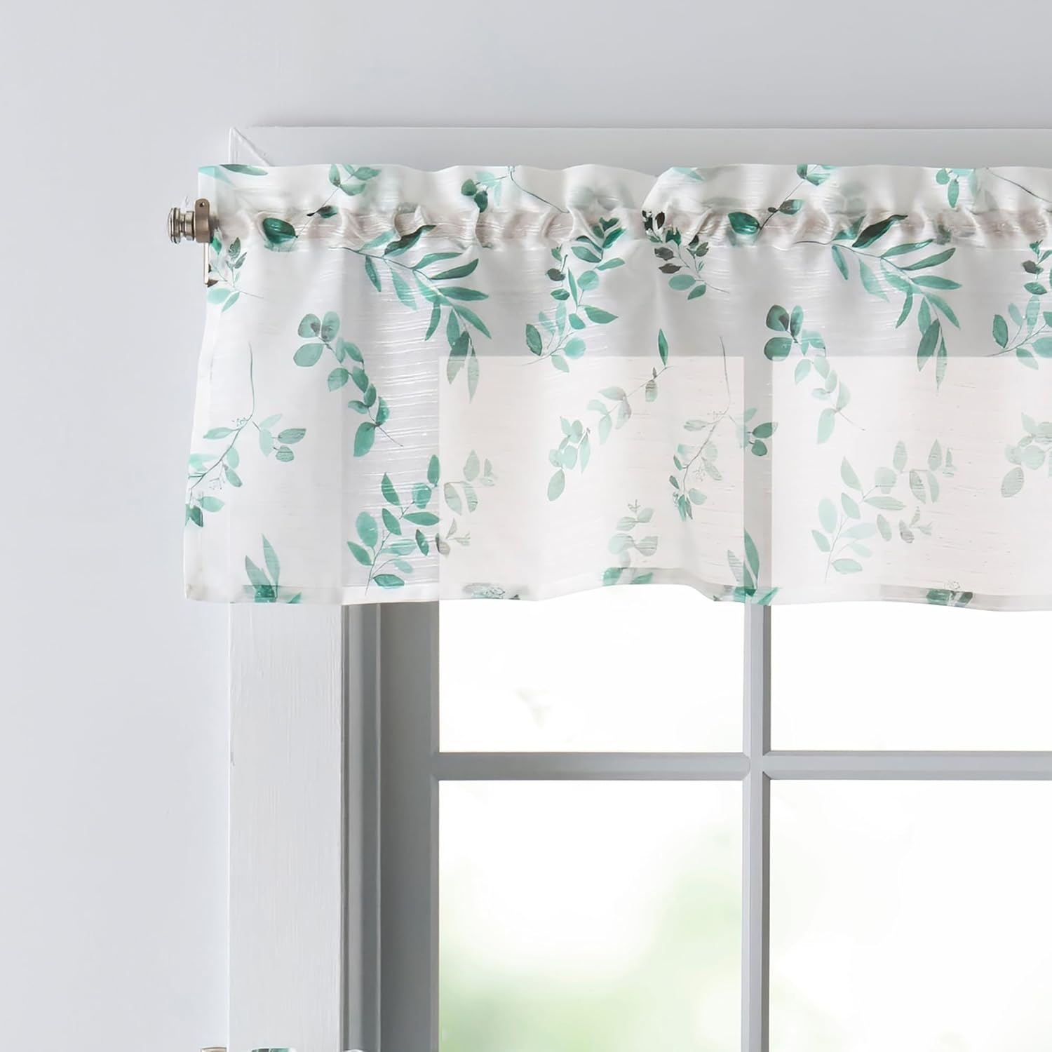 image:imageMartha Stewart Botanical Sheer Window Curtains 50 x 84 Set of 2 Rod Pocket Curtain Panels for Living Room White Green MaddisonWhiteGreen