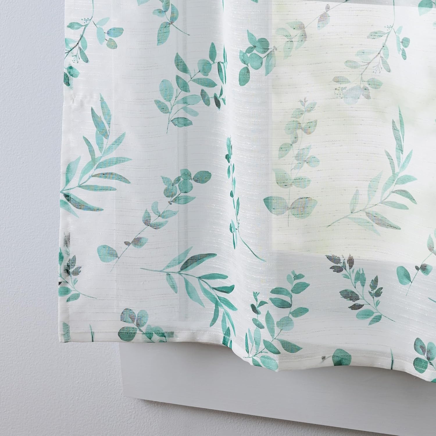image:imageMartha Stewart Botanical Sheer Window Curtains 50 x 84 Set of 2 Rod Pocket Curtain Panels for Living Room White Green MaddisonWhiteGreen