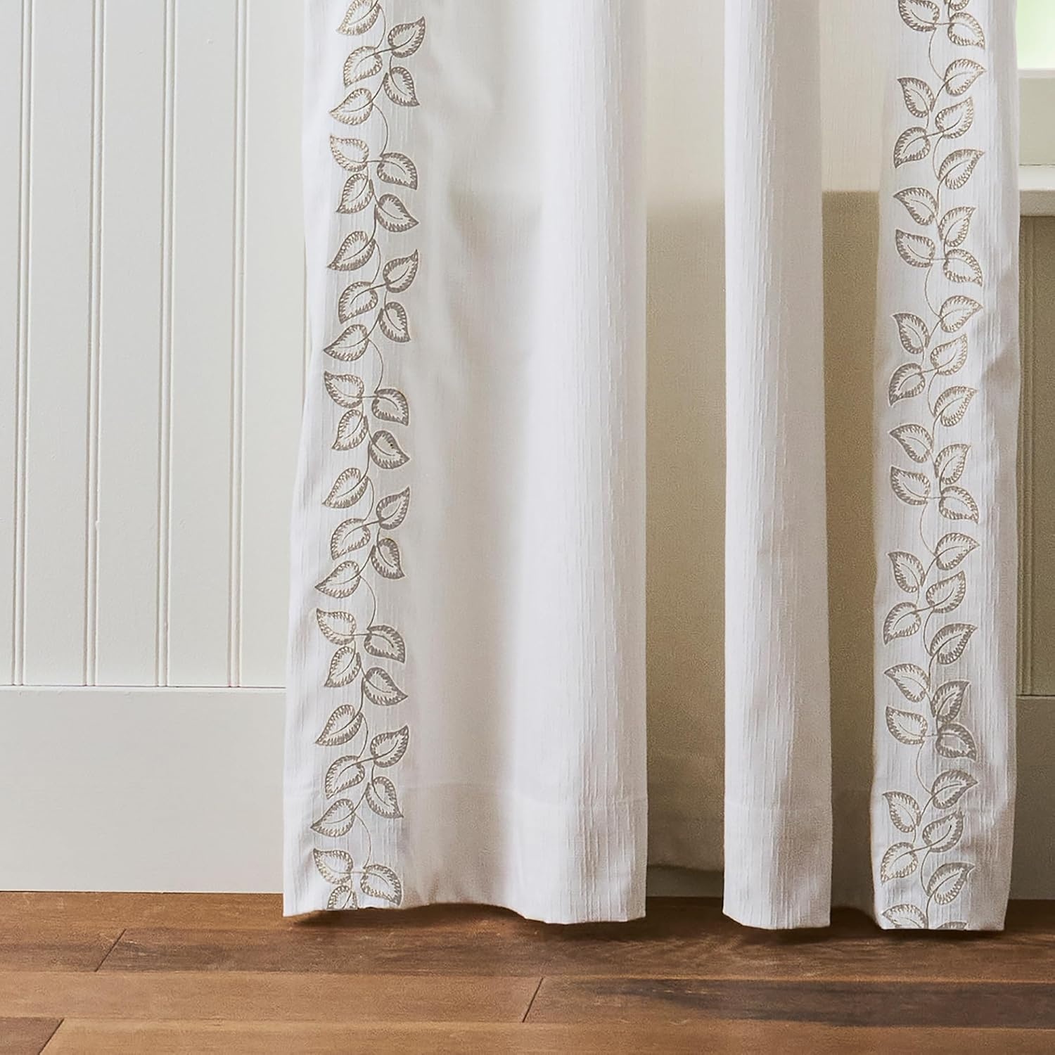 image:imageMartha Stewart White Curtains Sage Green Embroidered Leaf LightFiltering Curtain Panels for Living Room 50 x 95 Set of 2WhiteBeige Leaf