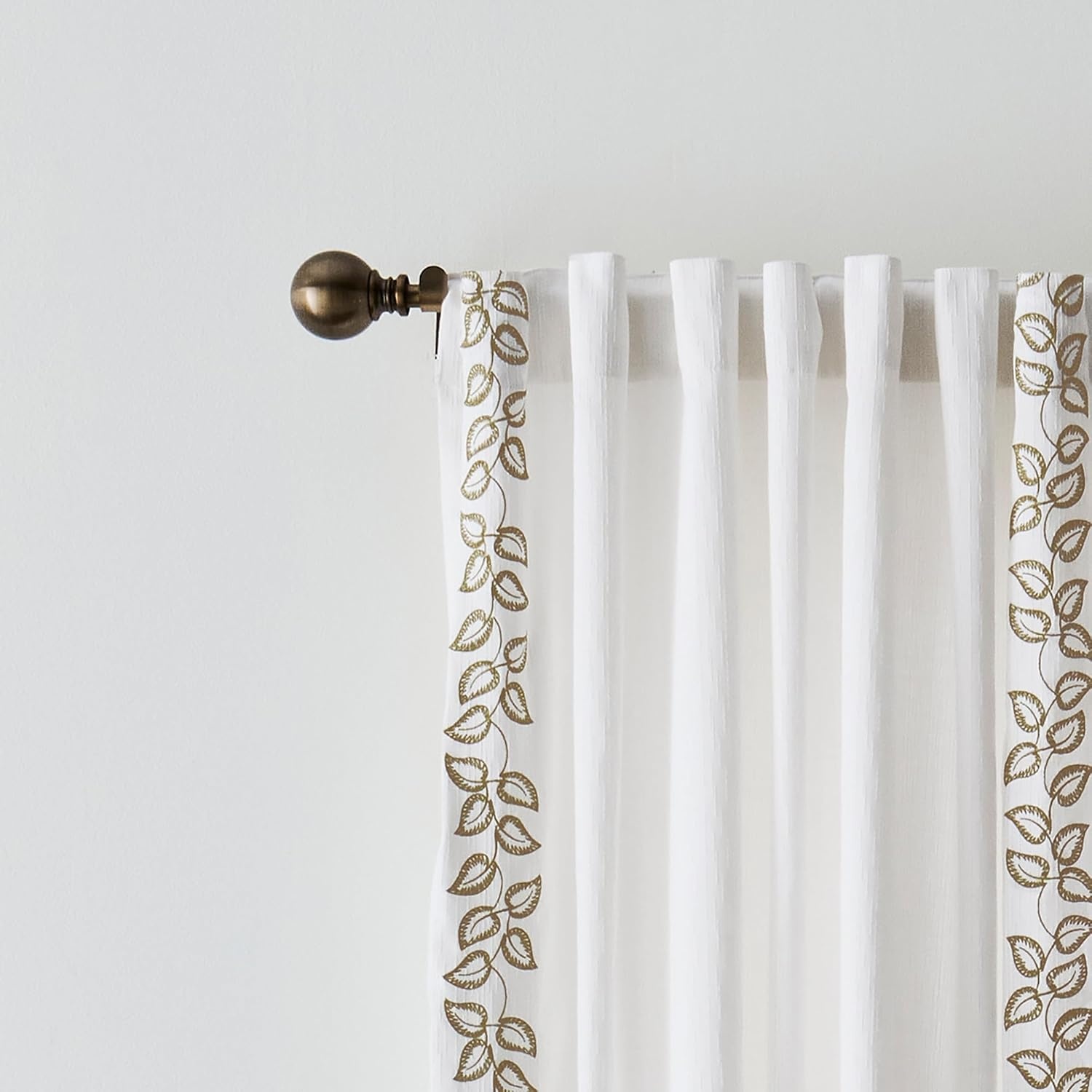 image:imageMartha Stewart White Curtains Sage Green Embroidered Leaf LightFiltering Curtain Panels for Living Room 50 x 95 Set of 2WhiteSage Green Leaf