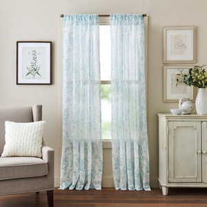 Martha Stewart Blue and White Curtains – Light-Filtering Floral Curtain Panels for Living Room – 50″ x 84″ – Set of 2(Blue White)