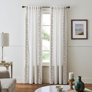 Martha Stewart White Curtains – Sage Green Embroidered Leaf – Light-Filtering Curtain Panels for Living Room – 50″ x 95″ – Set of 2(White/Sage Green Leaf)