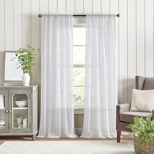 Martha Stewart White Lace Kitchen Curtains – 36 Inch Sheer Cafe Tier Curtains with Valance Set – 3 Piece, Canterbury(White)