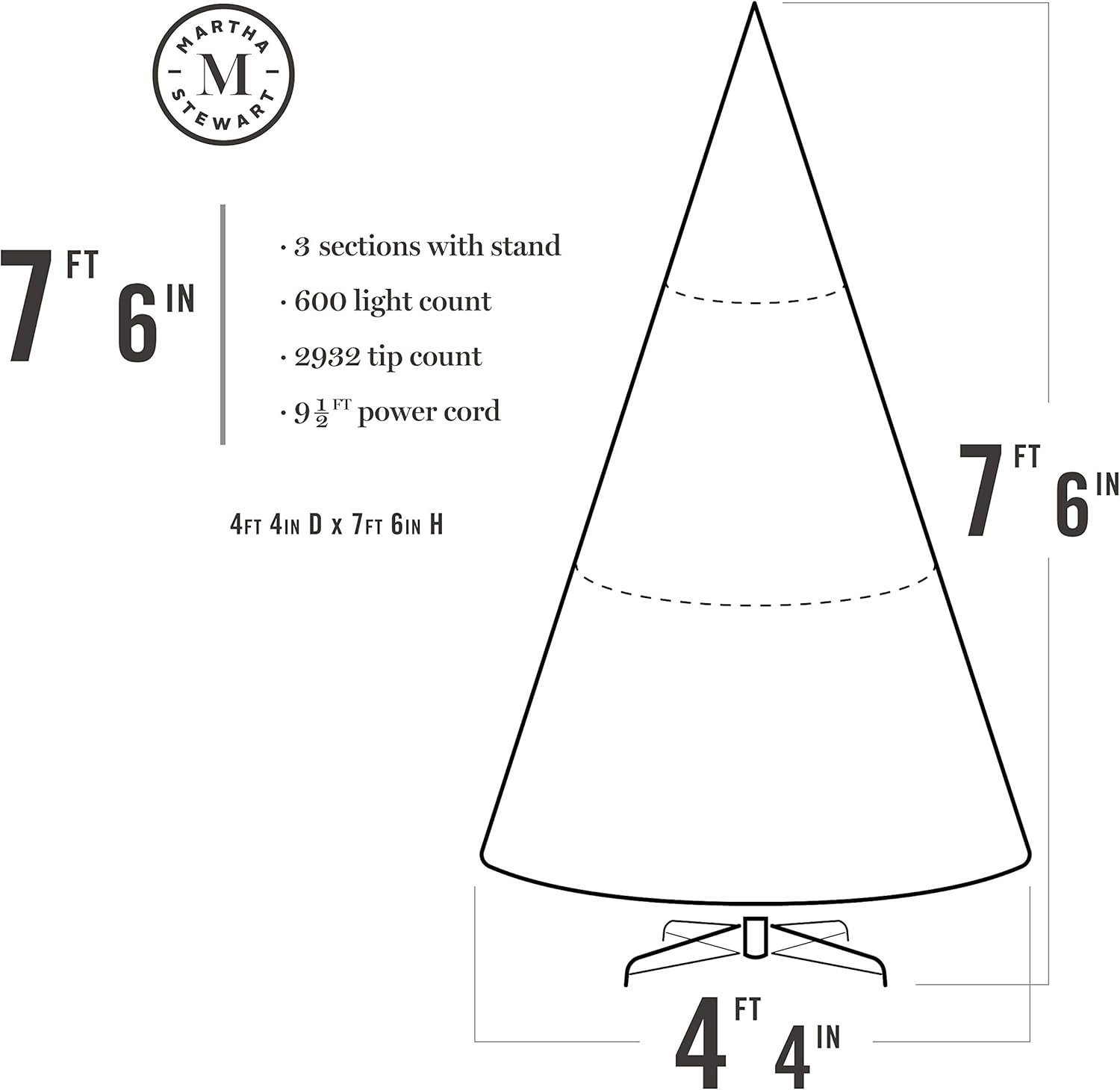 image:imageMartha Stewart 5 Ft Blue Spruce Prelit Christmas Tree with White Lights Realistic Faux Holiday Tree with Metal Stand Indoor Home DecorClear White Lights