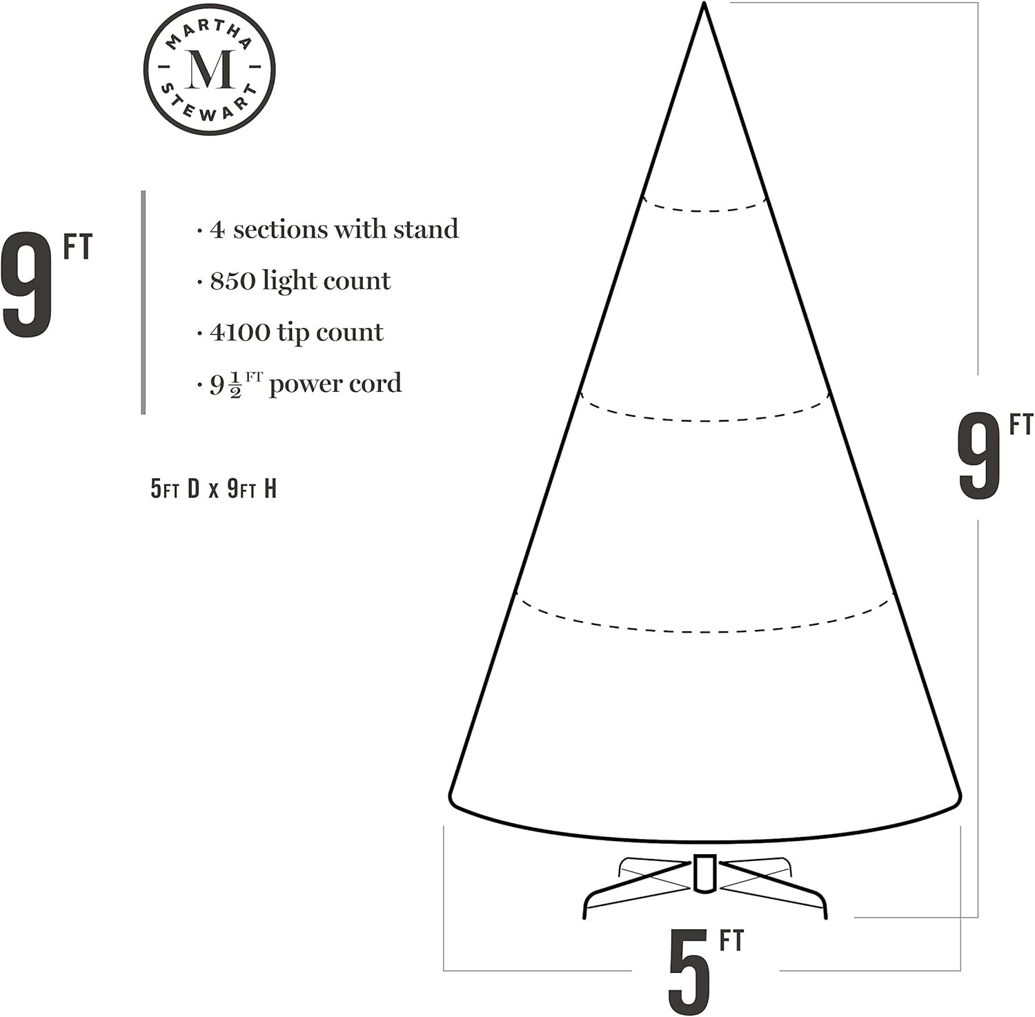 image:imageMartha Stewart 5 Ft Blue Spruce Prelit Christmas Tree with White Lights Realistic Faux Holiday Tree with Metal Stand Indoor Home DecorClear White Lights