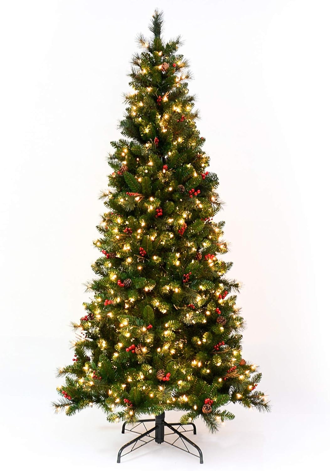 image:imageMartha Stewart 5 Ft Prelit Christmas Tree with White Lights Decorated with Pinecones and Red Berries Realistic Faux Holiday Tree with Metal StandClear White Lights