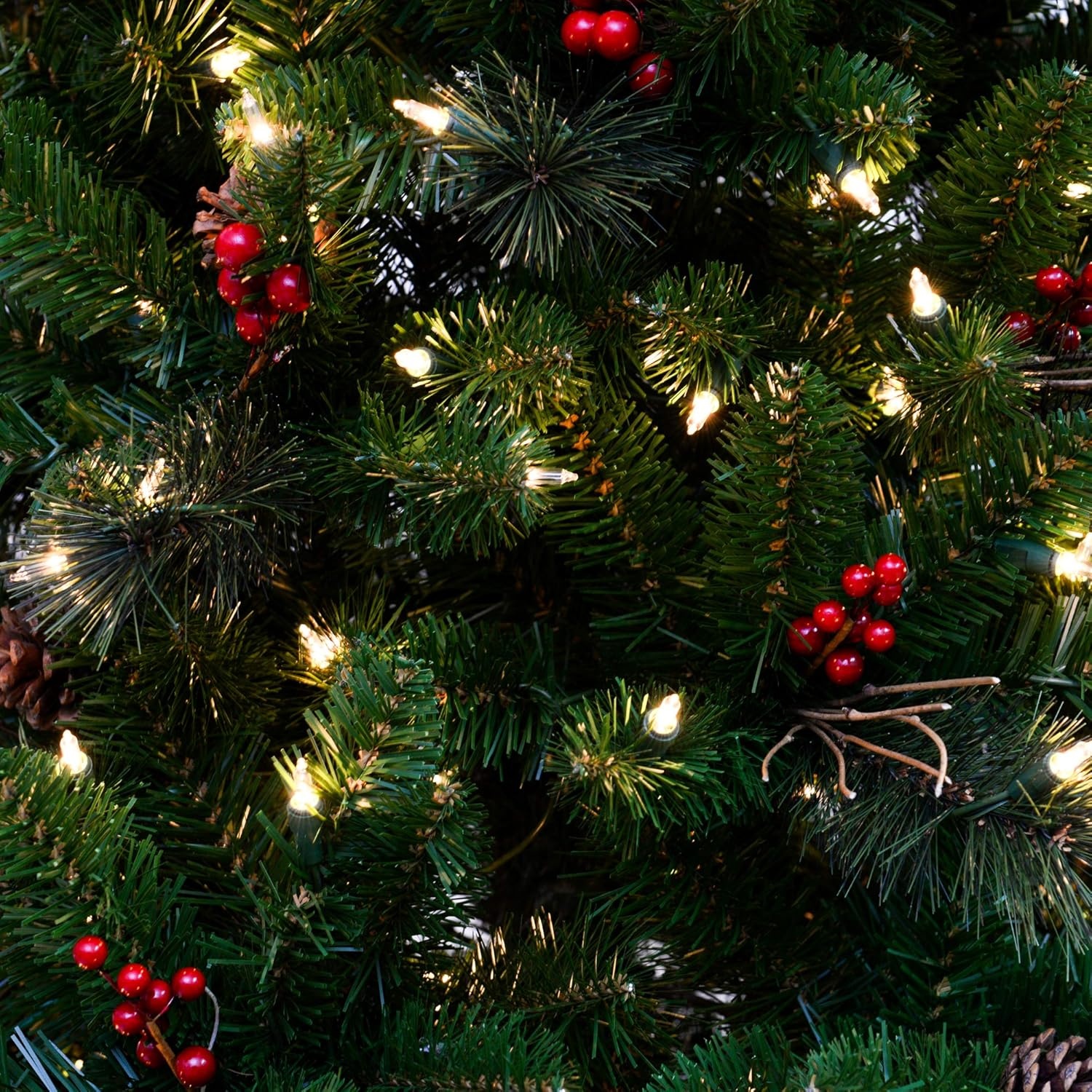 image:imageMartha Stewart 5 Ft Prelit Christmas Tree with White Lights Decorated with Pinecones and Red Berries Realistic Faux Holiday Tree with Metal StandClear White Lights