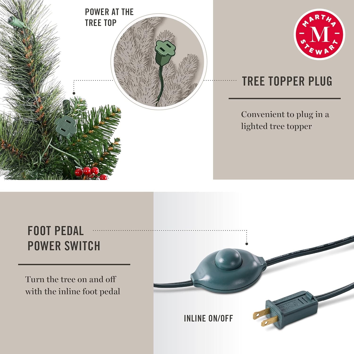 image:imageMartha Stewart 5 Ft Prelit Christmas Tree with White Lights Decorated with Pinecones and Red Berries Realistic Faux Holiday Tree with Metal StandClear White Lights