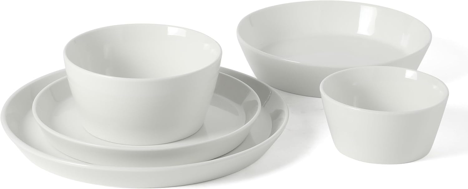 image:imageMartha Stewart Selma Plates and Bowls Sets 30Piece Porcelain Dinnerware Set for 6 White Dish Set with Dinner Plates Dessert Plates Pasta Bowls Cereal amp Fruit BowlsWhite 30pcs