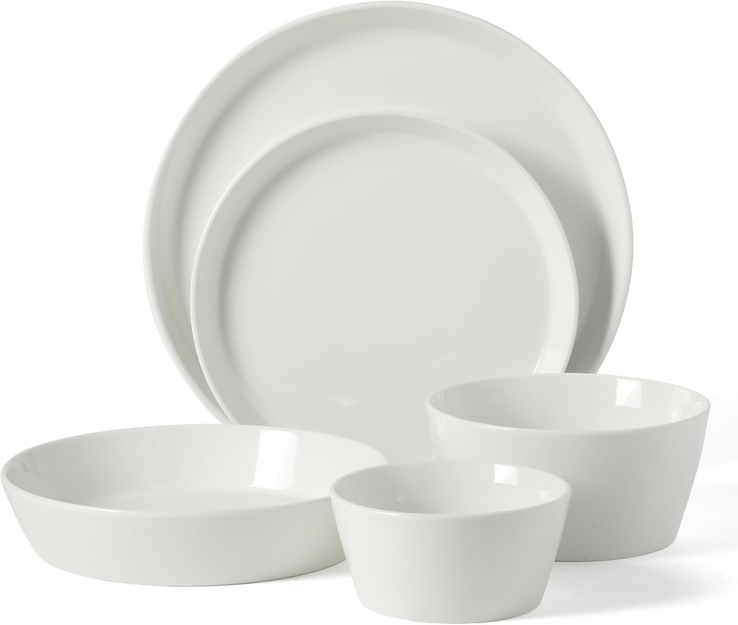 image:imageMartha Stewart Selma Plates and Bowls Sets 30Piece Porcelain Dinnerware Set for 6 White Dish Set with Dinner Plates Dessert Plates Pasta Bowls Cereal amp Fruit BowlsWhite 30pcs