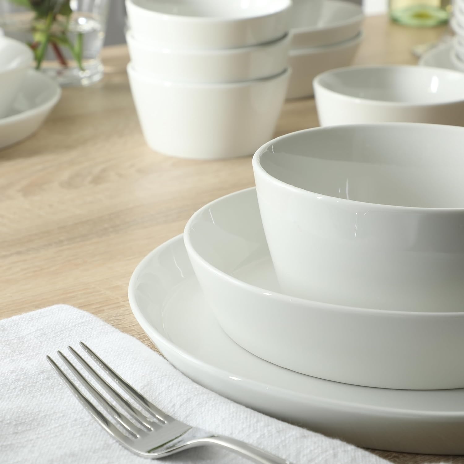 image:imageMartha Stewart Selma Plates and Bowls Sets 30Piece Porcelain Dinnerware Set for 6 White Dish Set with Dinner Plates Dessert Plates Pasta Bowls Cereal amp Fruit BowlsWhite 30pcs