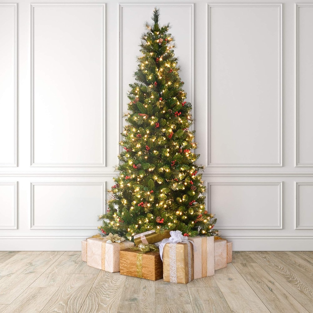 image:imageMartha Stewart 5 Ft Prelit Christmas Tree with White Lights Decorated with Pinecones and Red Berries Realistic Faux Holiday Tree with Metal StandClear White Lights
