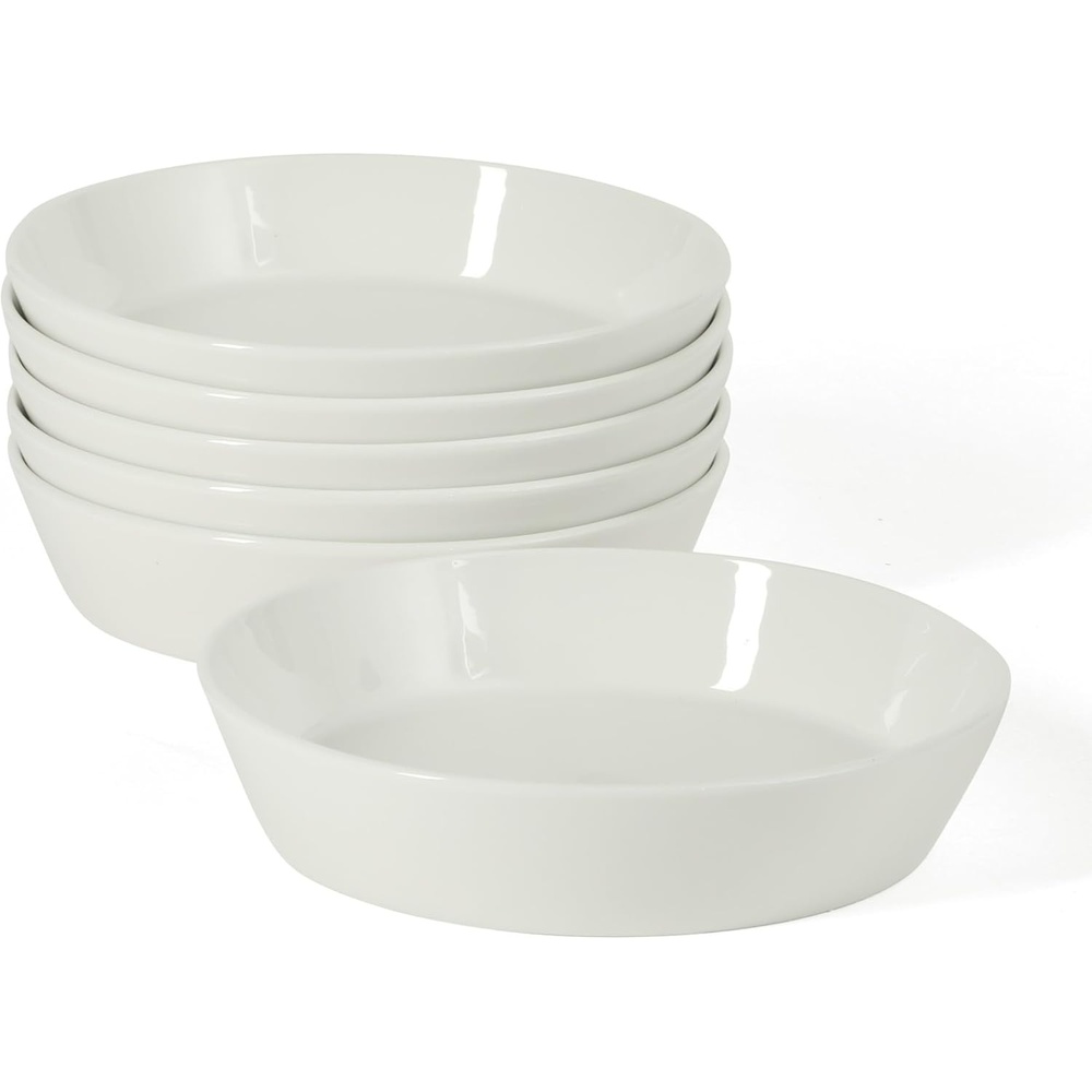 image:imageMartha Stewart Selma Plates and Bowls Sets 30Piece Porcelain Dinnerware Set for 6 White Dish Set with Dinner Plates Dessert Plates Pasta Bowls Cereal amp Fruit BowlsWhite Pasta Bowls