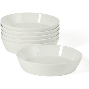 Martha Stewart Selma Plates and Bowls Sets, 30-Piece Porcelain Dinnerware Set for 6, White Dish Set with Dinner Plates, Dessert Plates, Pasta Bowls, Cereal & Fruit Bowls(White (Pasta Bowls))