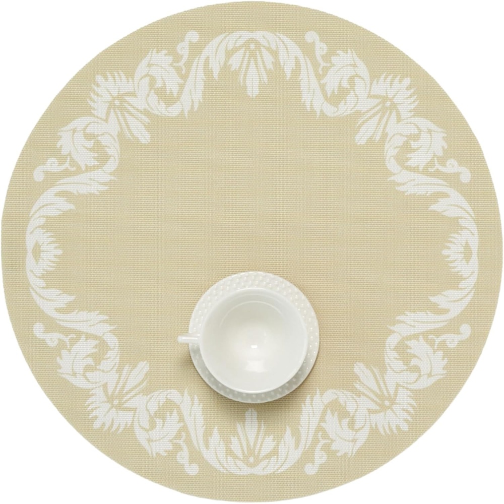 image:imageMartha by Martha Stewart Chilewich Scroll Round Set of 4 Placemats in AbaloneWheat
