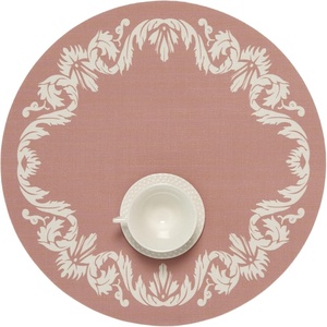Martha by Martha Stewart | Chilewich Scroll Round Set of 4 Placemats in Abalone(Burnt Coral)