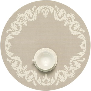 Martha by Martha Stewart | Chilewich Scroll Round Set of 4 Placemats in Abalone(Flax)