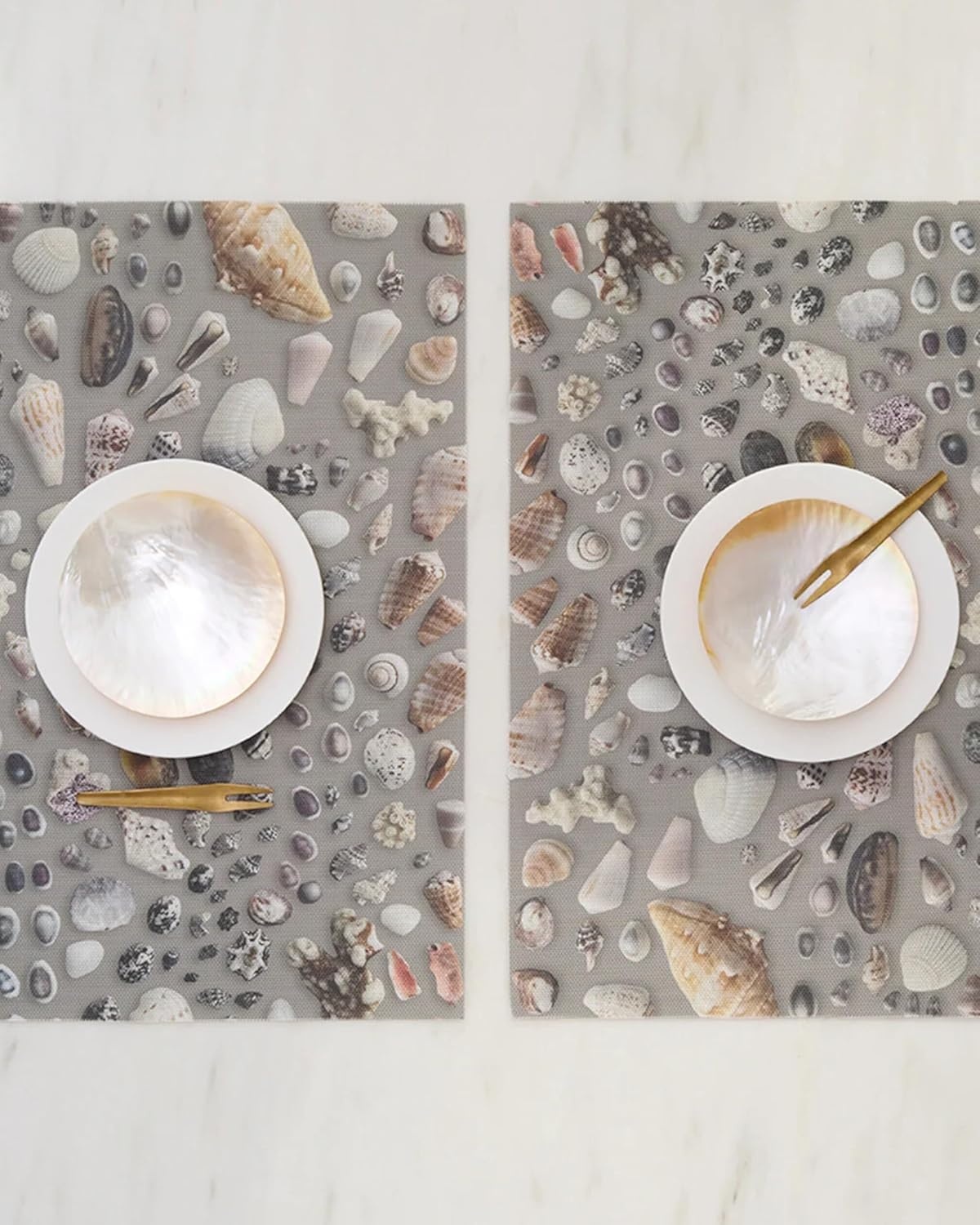 image:imageChilewich Seashell Placemats Set of 4 Woven Dining Table Mats Reusable StainResistant IndoorOutdoor Tabletop Protection 14 x 19