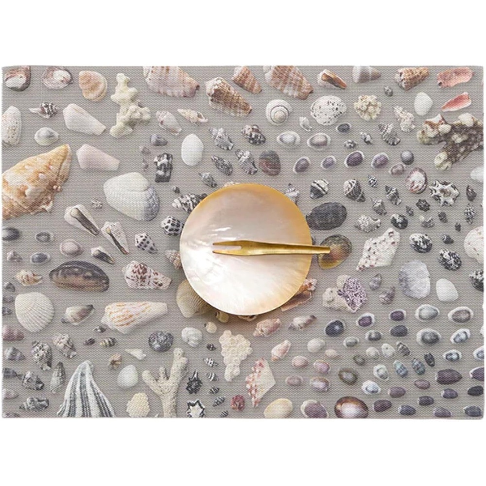 image:imageChilewich Seashell Placemats Set of 4  Woven Dining Table Mats  Reusable StainResistant IndoorOutdoor Tabletop Protection  14 x 19
