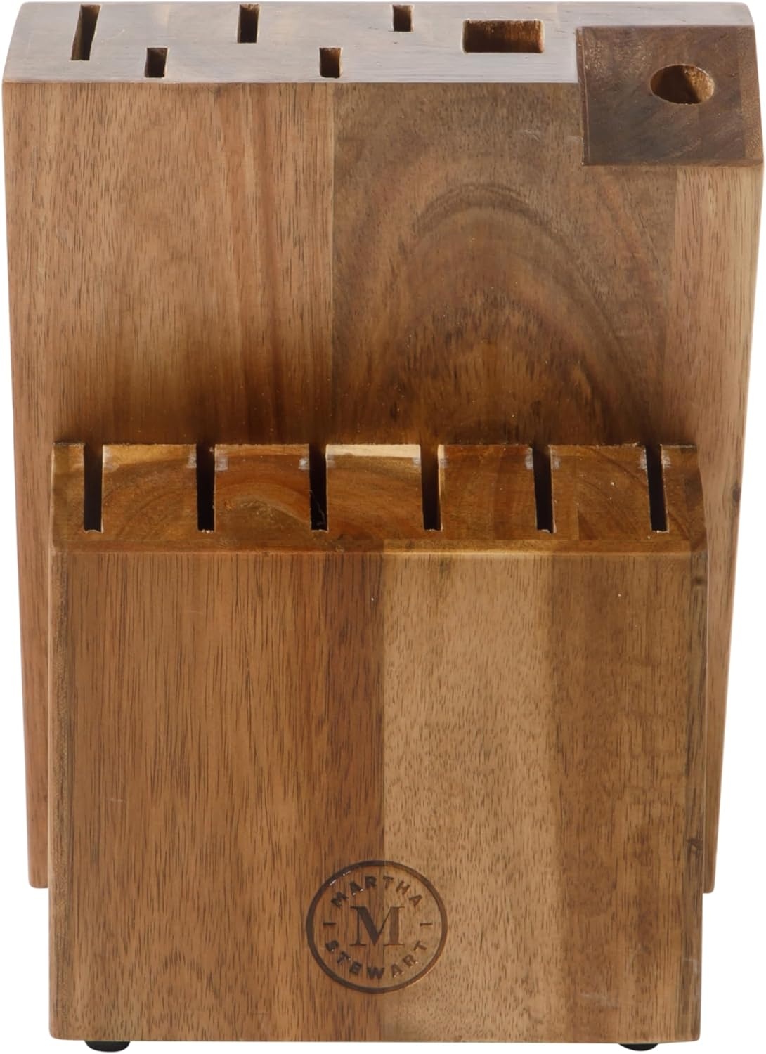 image:imageMartha Stewart Greeley Forged High Carbon Stainless Steel 14 Piece Knife Block Set Linen White Kitchen Knife Set with Acacia Wood Block Chef Knife Bread Knife Steak KnivesLinen White