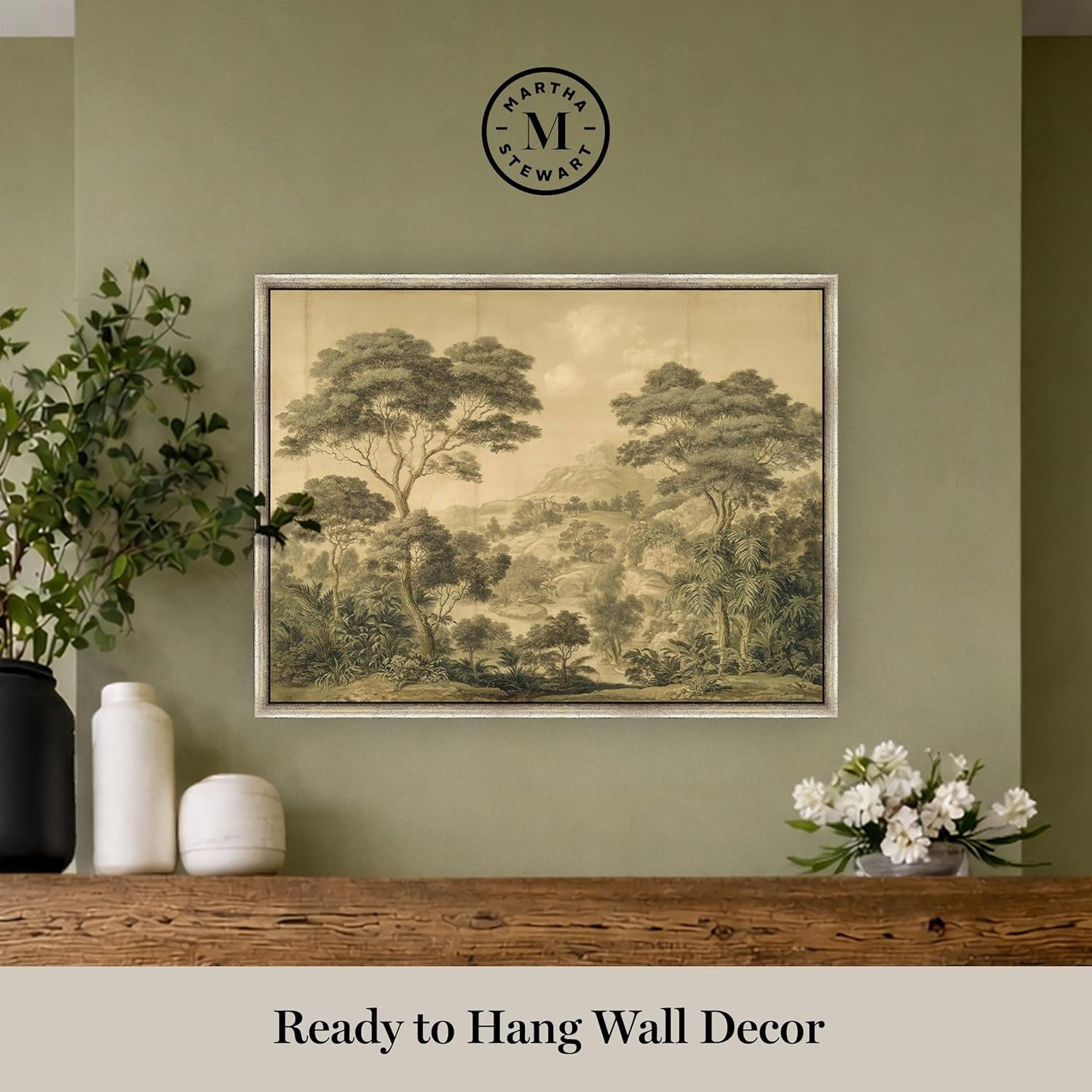 image:imageMartha Stewart Bedford Canvas Wall Art Pastoral Landscape Tree Line 195 x 255 Living Room and Bedroom Decor Framed