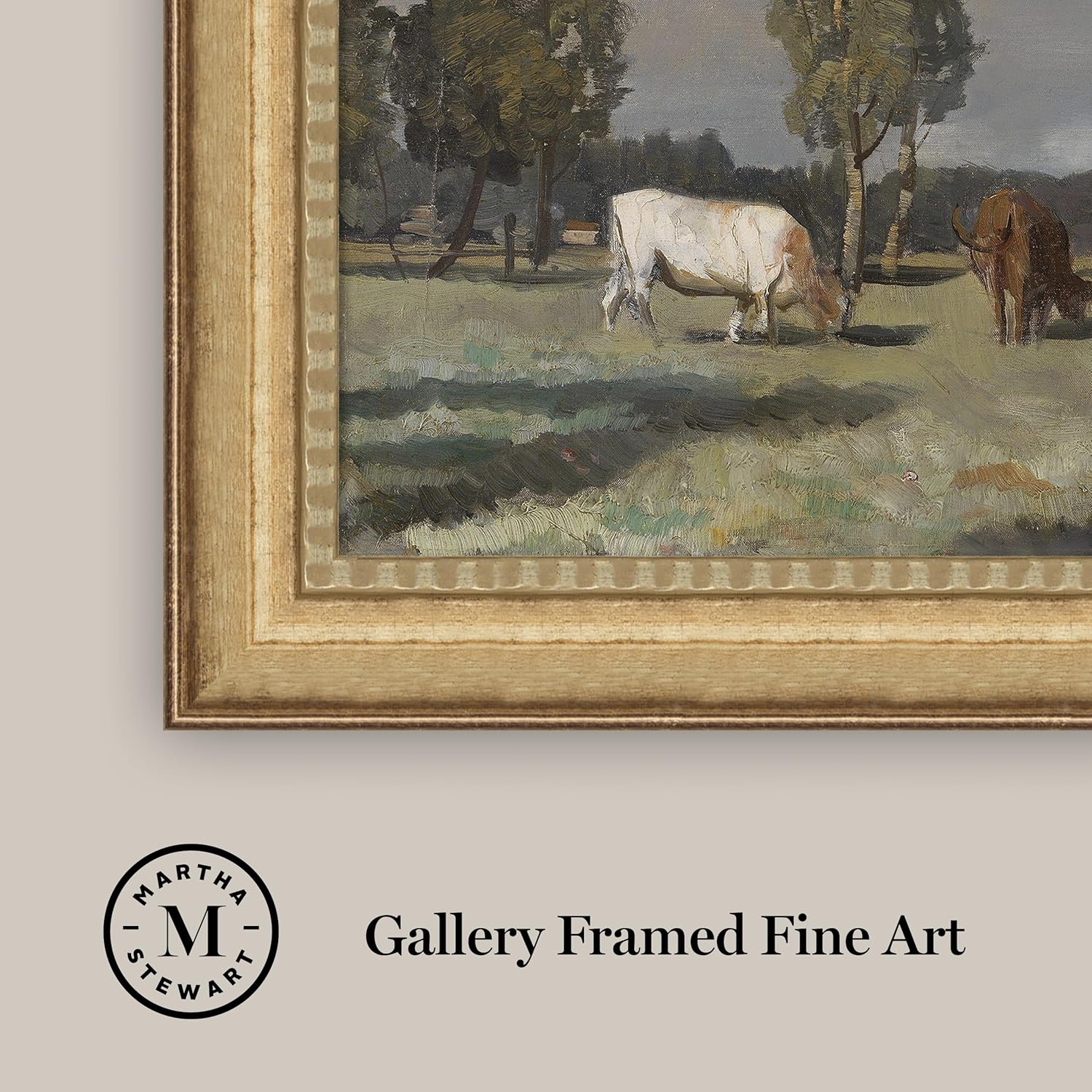 image:imageMartha Stewart Bedford Canvas Wall Art Pastoral Study Grazing Cattle 305 x 245 Living Room and Bedroom Decor Framed