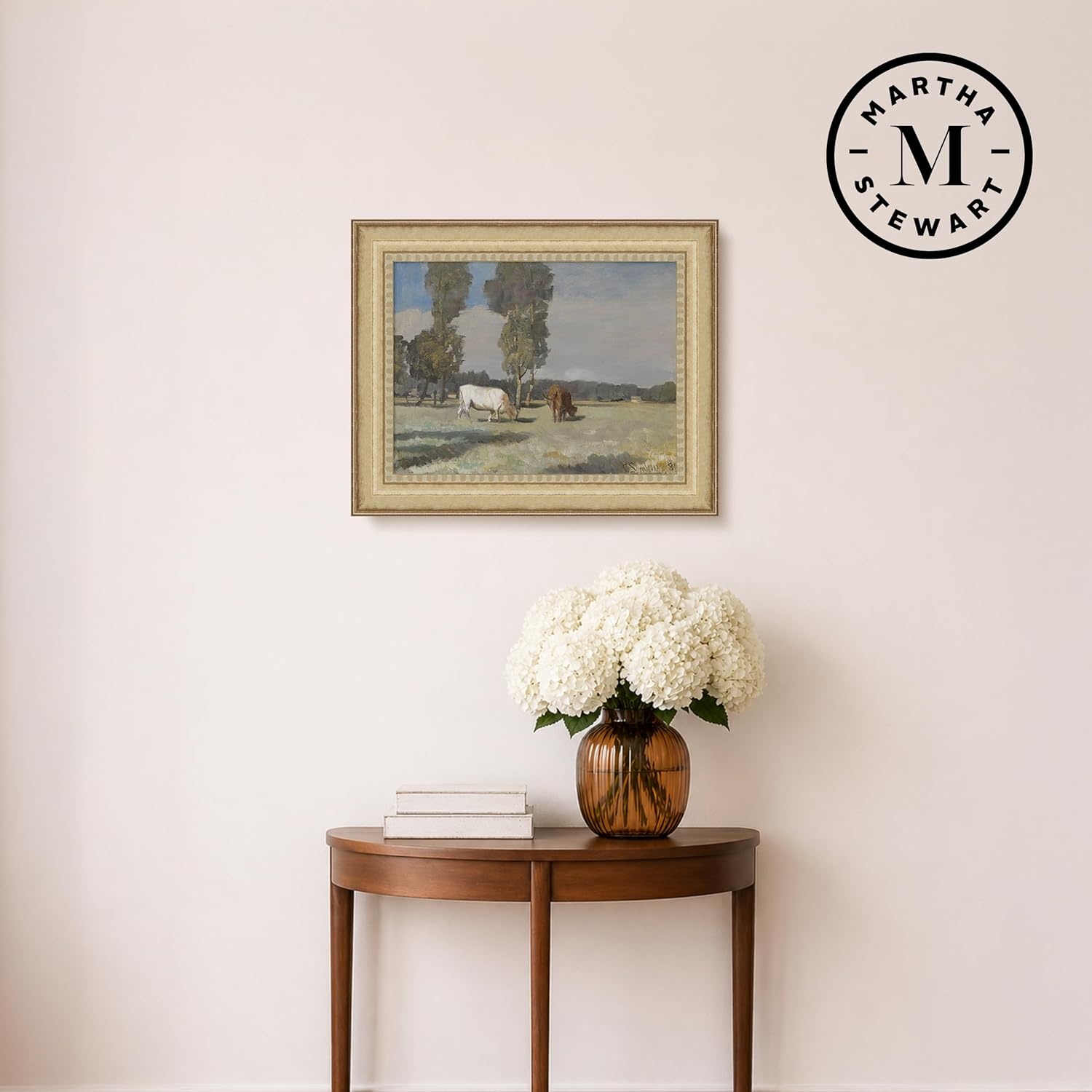 image:imageMartha Stewart Bedford Canvas Wall Art Pastoral Study Grazing Cattle 305 x 245 Living Room and Bedroom Decor Framed