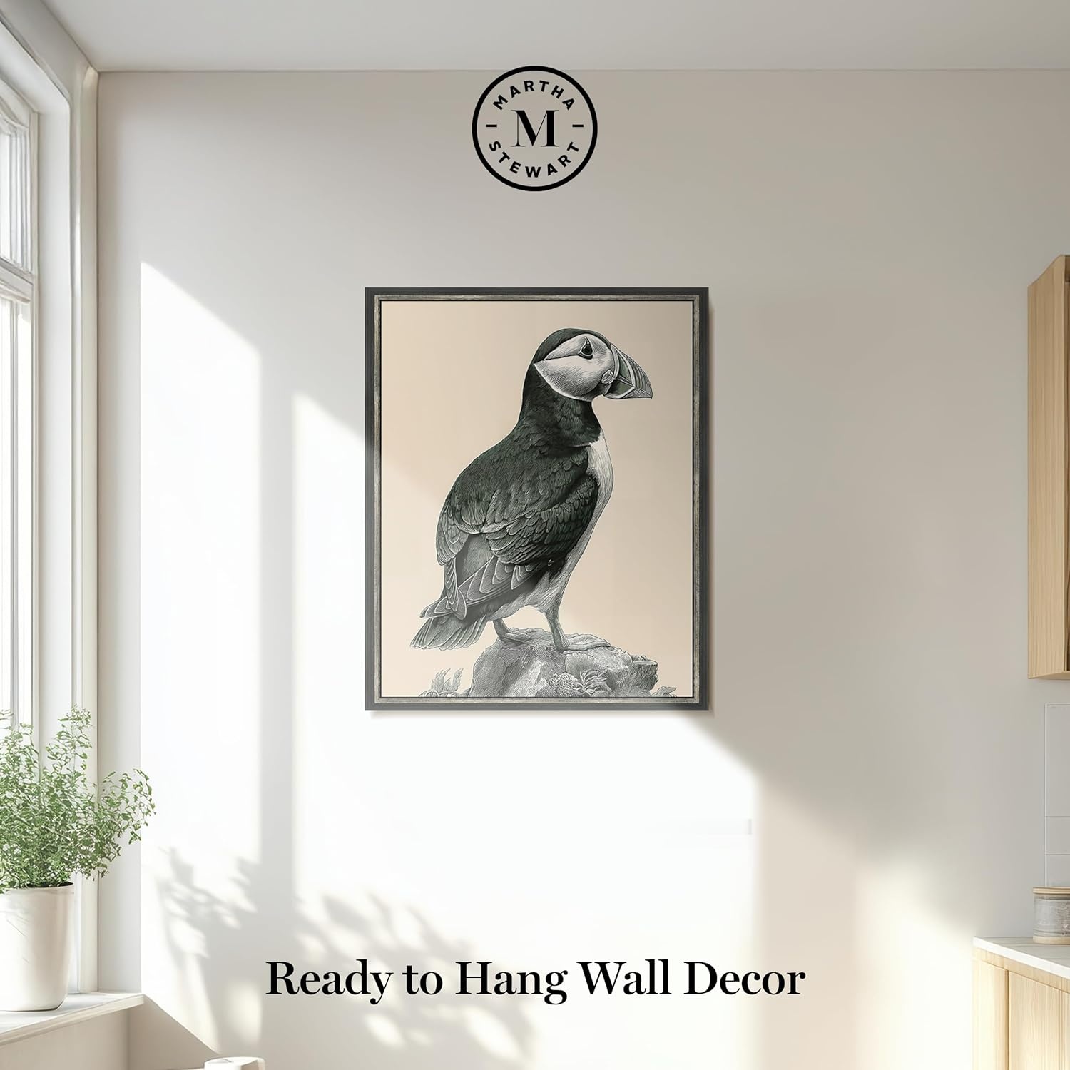 image:imageMartha Stewart Lily Pond Canvas Wall Art Coastal Bird Study Puffin 26 x 32 Living Room and Bedroom Decor Framed