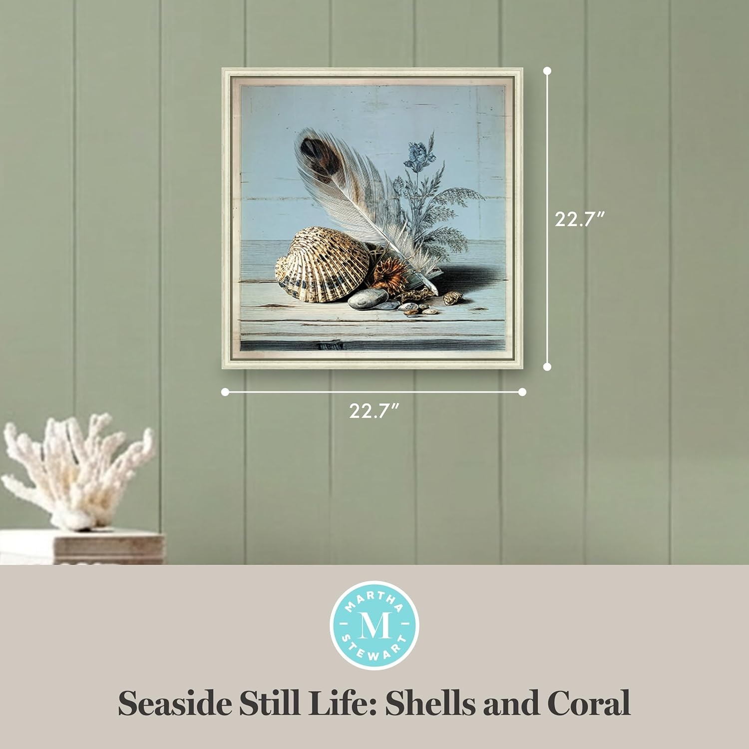 image:imageMartha Stewart Lily Pond Canvas Wall Art Seaside Still Life Shells and Coral 2262 x 2262 Living Room and Bedroom Decor Framed