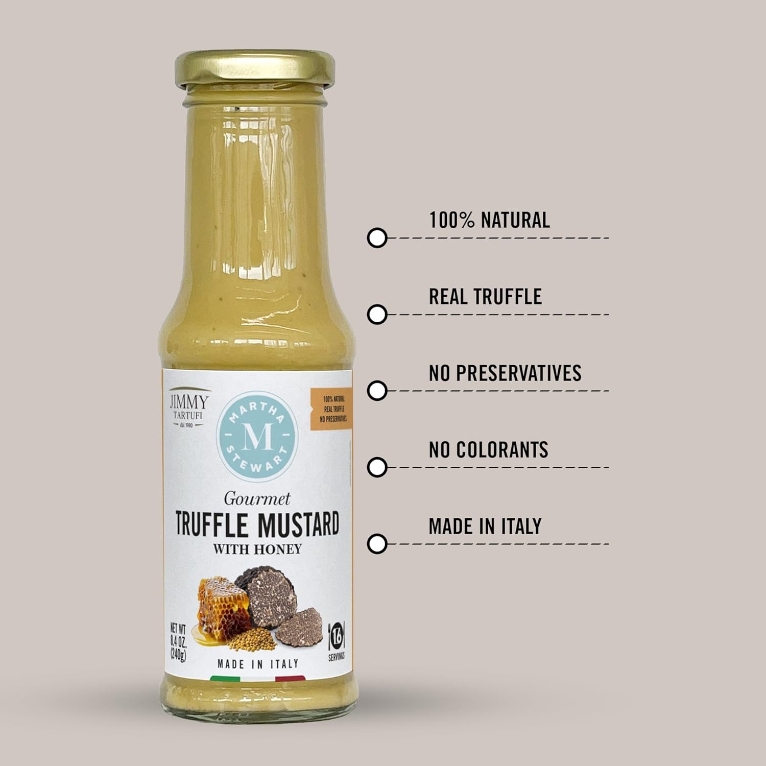 image:imageMartha Stewart amp Jimmy Tartufi Gourmet Truffle Mustard with Honey 84 oz Pack of 1 Italian Honey Mustard Dipping Sauce Made with Real Summer Truffle 100 Natural No Preservatives No Colorants