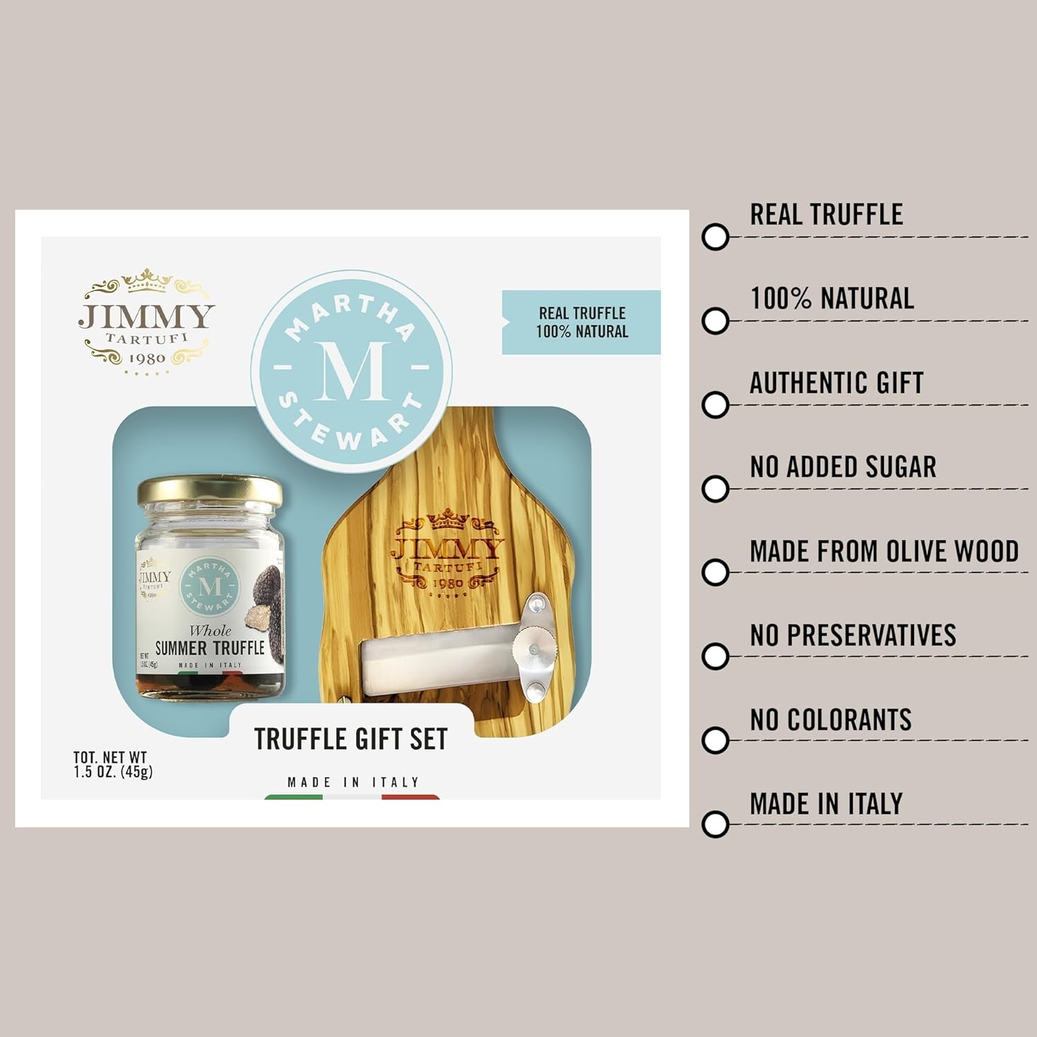 image:imageMartha Stewart amp Jimmy Tartufi Italian Truffle Gift Set Whole Summer Truffle Mushrooms with Olive Wood Truffle Slicer 15oz Gourmet Truffles Foodie Gifts for Pasta Risotto Eggs Appetizers