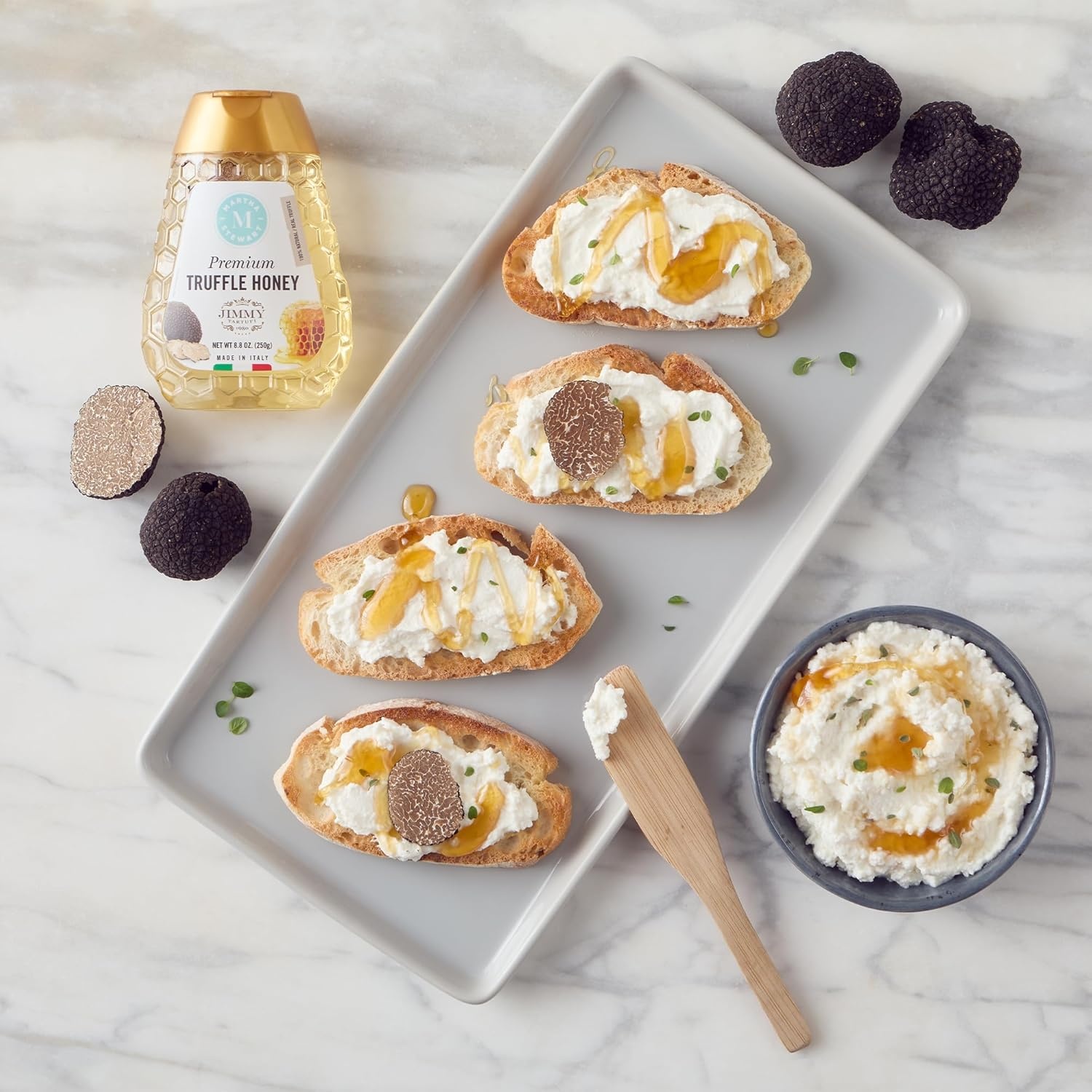 image:imageMartha Stewart amp Jimmy Tartufi Premium Truffle Honey 88oz Squeeze Bottle Dried Summer Black Truffle amp Italian Acacia Honey No Preservatives or Colorants Gourmet Infused for Cheese amp Charcuterie
