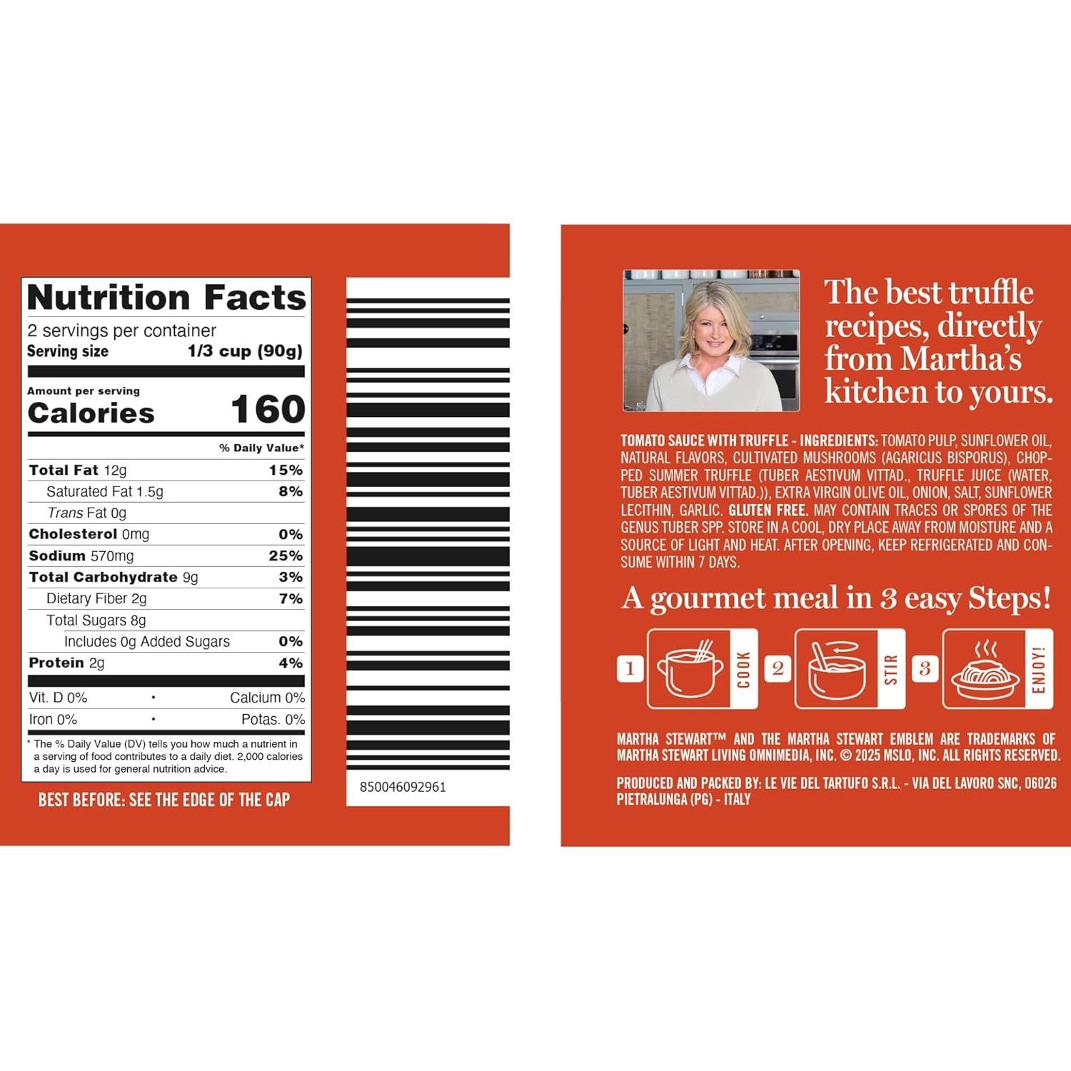 image:imageMartha Stewart amp Jimmy Tartufi Ready to Eat Truffle amp Tomato Pasta Sauce 63 oz Pack of 1 Real Truffle Gluten Free No Preservatives No Added Sugar No Colorants 100 Natural Italian Pasta Sauce