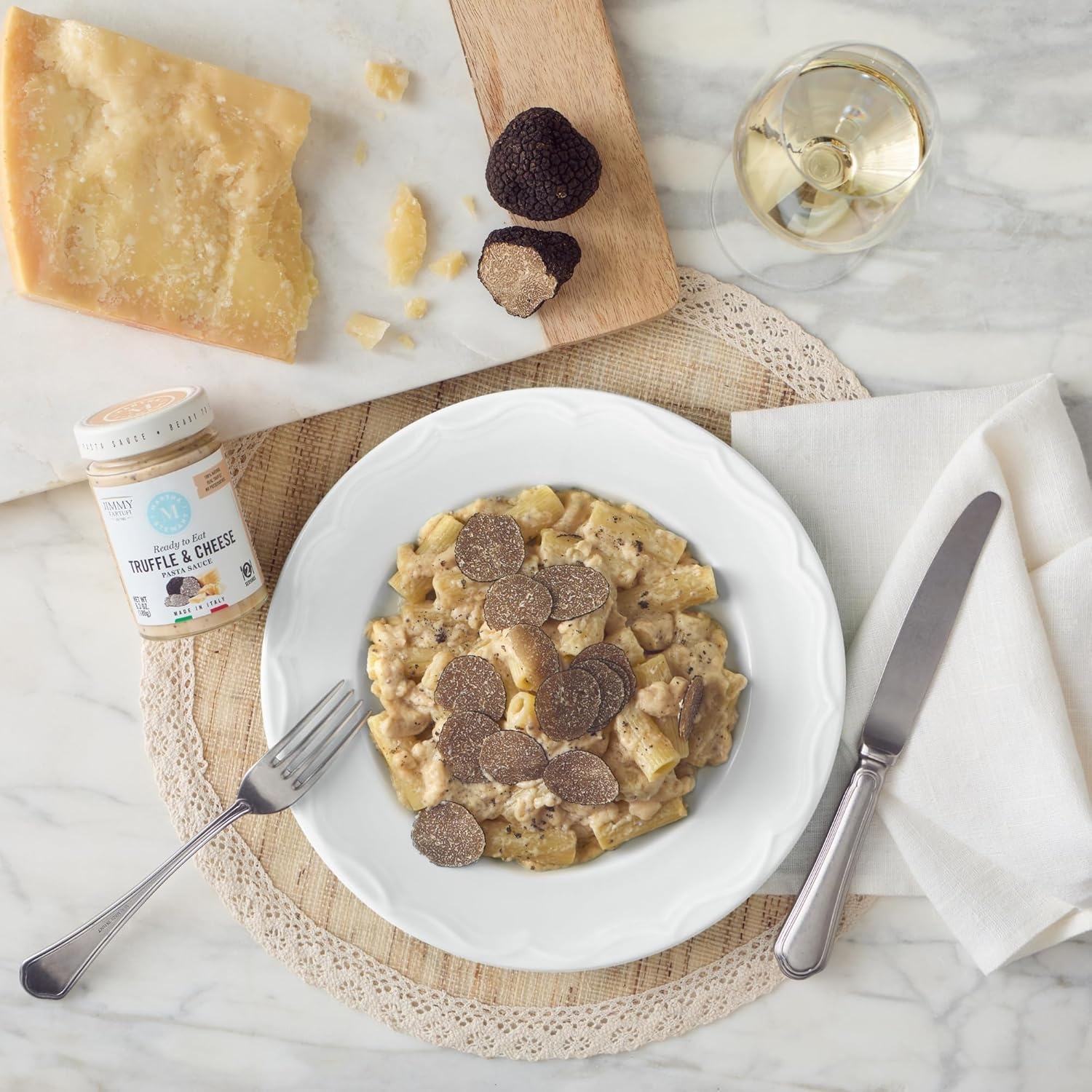 image:imageMartha Stewart amp Jimmy Tartufi Truffle amp Cheese Pasta Sauce 63 oz Pack of 1 Ready to Eat Creamy Italian Pasta Sauce with Parmigiano Reggiano Summer Truffle Gluten Free No Preservatives