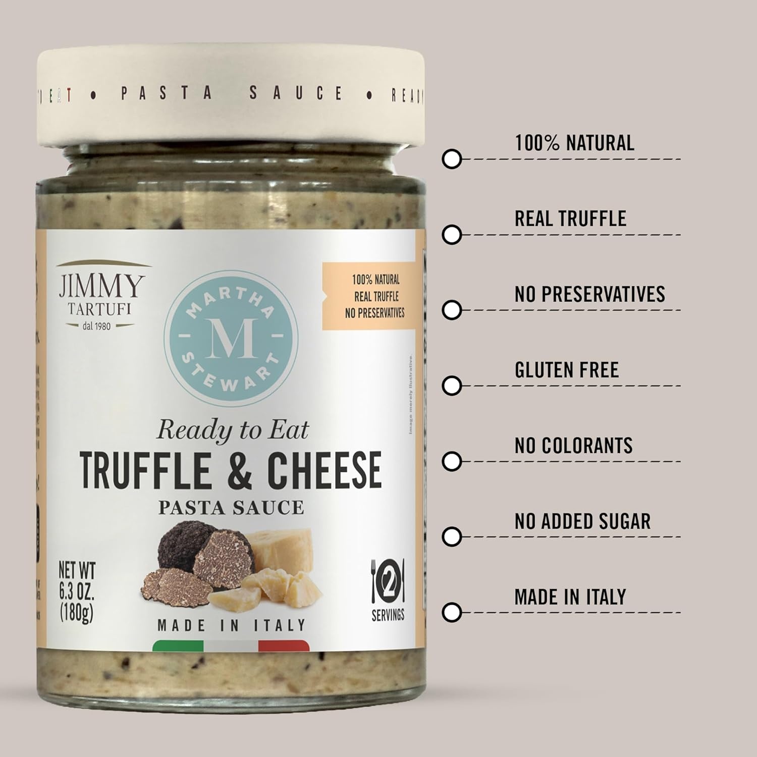 image:imageMartha Stewart amp Jimmy Tartufi Truffle amp Cheese Pasta Sauce 63 oz Pack of 1 Ready to Eat Creamy Italian Pasta Sauce with Parmigiano Reggiano Summer Truffle Gluten Free No Preservatives