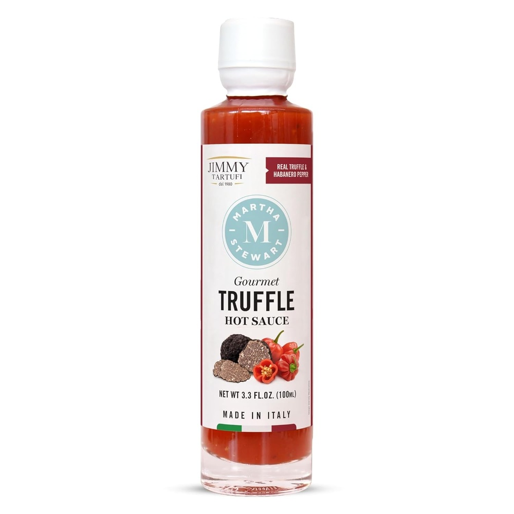image:imageMartha Stewart and Jimmy Tartufi Gourmet Black Truffle Hot Sauce 33 fl oz Pack of 1 Made With Real Summer Truffle amp Italian Habanero Pepper No Artificial Colors For Eggs Tacos Pizza amp Grilled Meats