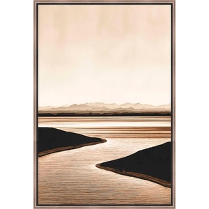 Martha Stewart Perry Street Canvas Wall Art, Modern Landscape: Sand Horizon, 19.5″ x 28.5″, Living Room and Bedroom Decor, Framed