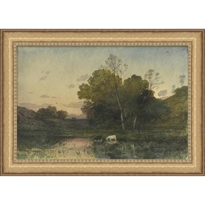 Martha Stewart Skylands Canvas Wall Art, New England Pastoral Landscape, 30.5″ x 42.5″, Living Room and Bedroom Decor, Framed