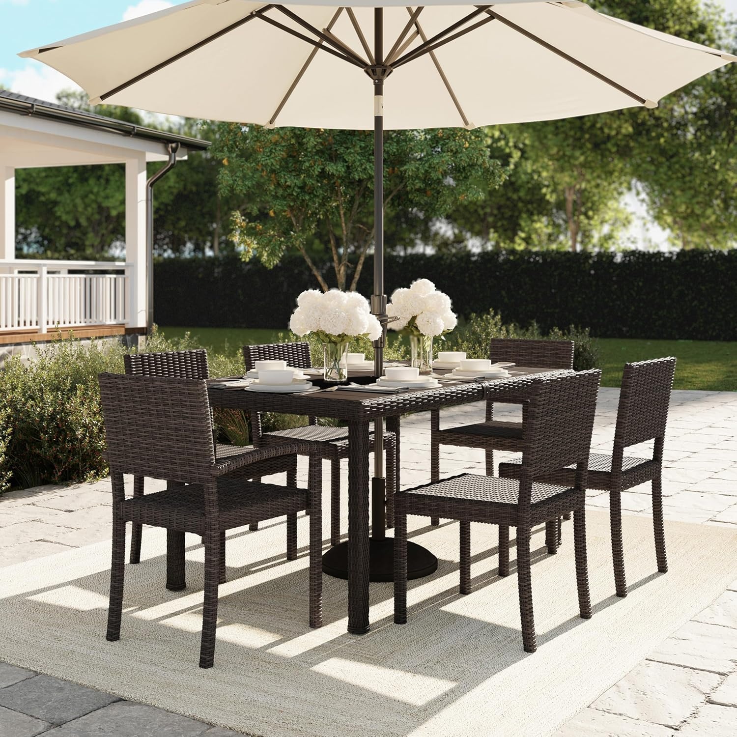 image:imageMartha Stewart Bedford IndoorOutdoor Stackable Patio Chair with Rattan Wicker Finish in BrownBrown