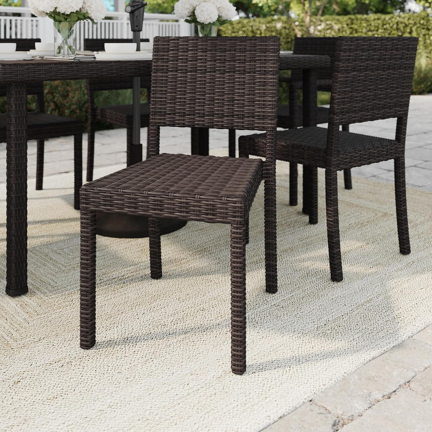 image:imageMartha Stewart Bedford IndoorOutdoor Stackable Patio Chair with Rattan Wicker Finish in BrownBrown