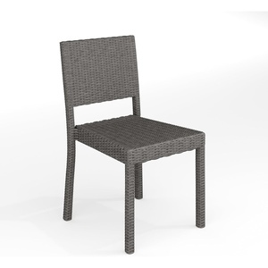 Martha Stewart Bedford Indoor-Outdoor Stackable Patio Chair with Rattan Wicker Finish in Brown(Grey)