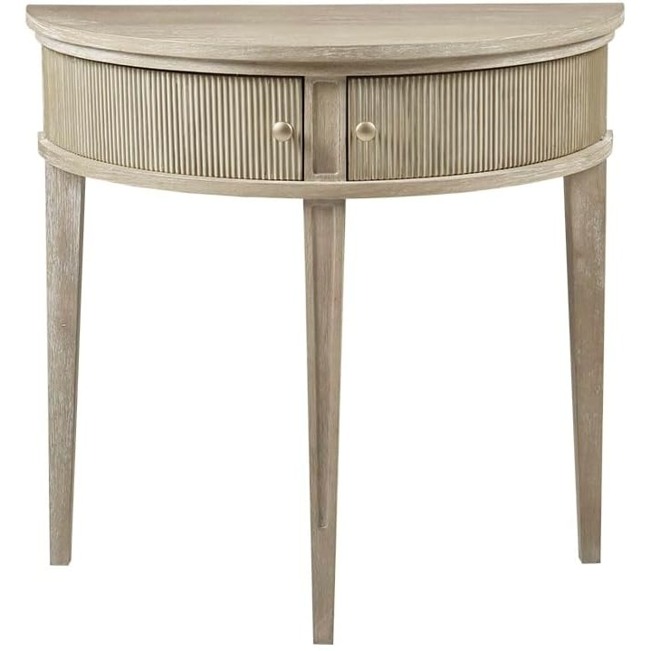 image:imageMartha Stewart Crestview Hall Console Table for Entryway with Storage Solid Rubber Wood Frame Vintage Demilune Shape Bronze Knobs Farmhouse Living Room Furniture Dcor 36 Wide Reclaimed GreigeReclaimed Greige