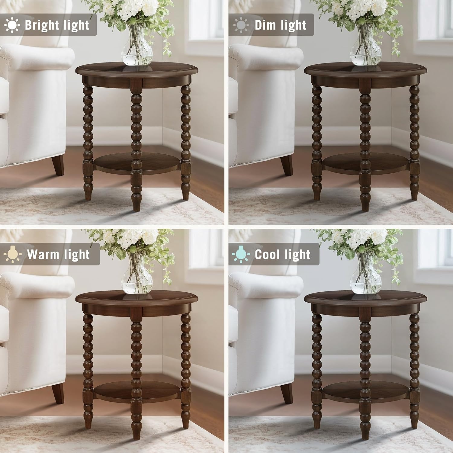 image:imageMartha Stewart Philippe Round Coffee Table for Living Room Lily Pond Collection Coastal Coffee Table with Shelving for Storage Cottage Inspired Living Room Table 30 Wide Brown