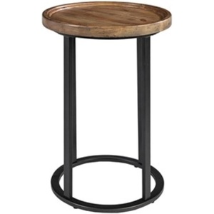Martha Stewart Lia End Table Living Room Decor, Tempered Glass Mirror Top, Metal Base Accent Farmhouse Occasional Furniture, 18″ Wide, Antique Bronze(Irisa)