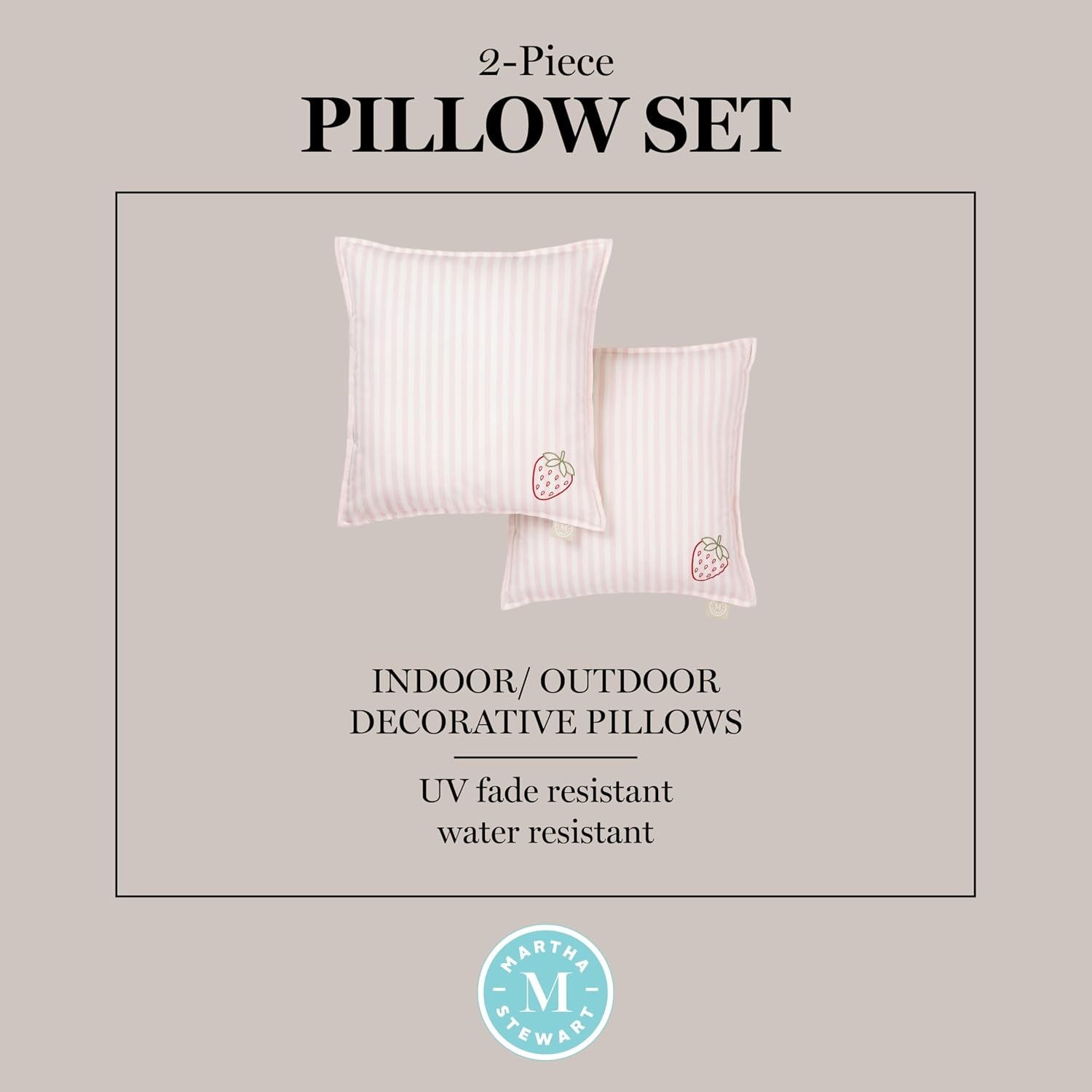 image:imageMartha Stewart Americana Embroidered Lobster Indoor Outdoor Decorative Pillow 2Pack Set UV Fade Resistant Water Repellent Coastal Design BlueRed 18x18Strawberry Pink
