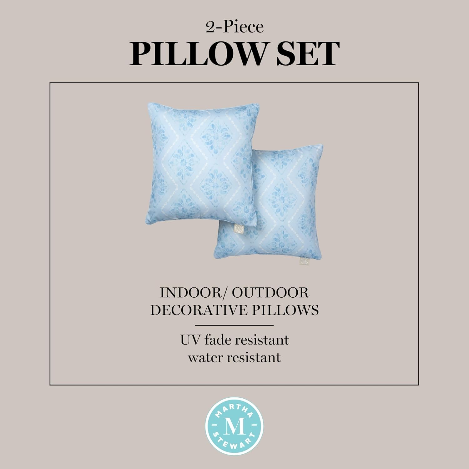 image:imageMartha Stewart Americana Embroidered Lobster Indoor Outdoor Decorative Pillow 2Pack Set UV Fade Resistant Water Repellent Coastal Design BlueRed 18x18Sky Blue